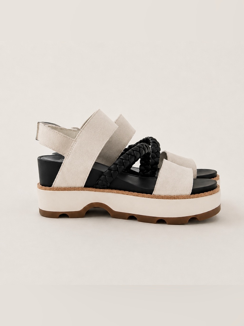 SOREL Kinetic Impact Slingback Platform Sandals Sea Salt Black Women’s 6 - Picture 6 of 12